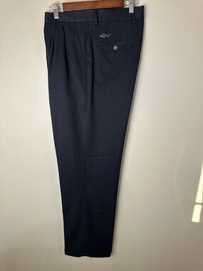 Greg Norman Collection Black Cuffed Dress Pants with Logo - 36x34